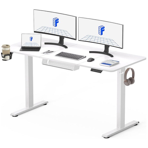 Nastaviteľný elektrický stôl QE1W-1460-EUV1, 140 x 60 cm, biely - N