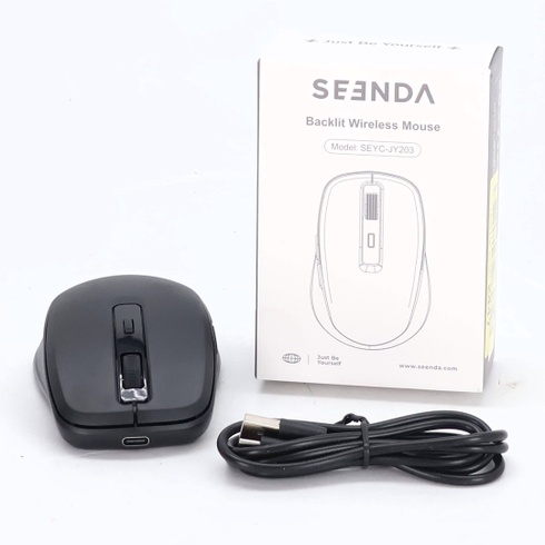 Seeda Bezdrôtová myš LED, Dobíjacia bezdrôtová myš s Mouse Jiggler, Tichá 2,4G USB bezdrôtová myš