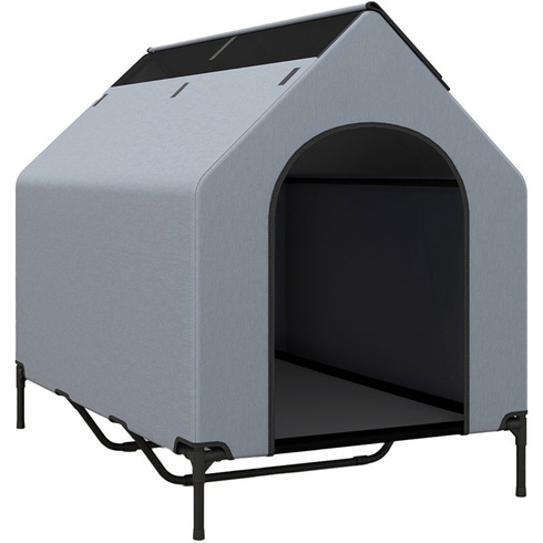 Psie búda a vyvýšená posteľ pre psa PU10049GR, 2 v 1, 84 x 132 x 114 cm - A