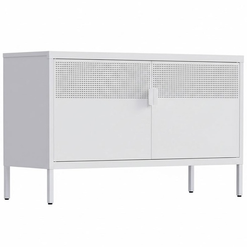 Úložná skříňka s dvojitými dveřmi CB10-H-W-V2, 100 x 40 x 64 cm, bílá - N