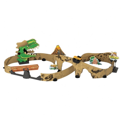 Detská dráha Car-Board Racers Dino-Adventure s autíčkom, 360 cm, viacfarebná - N