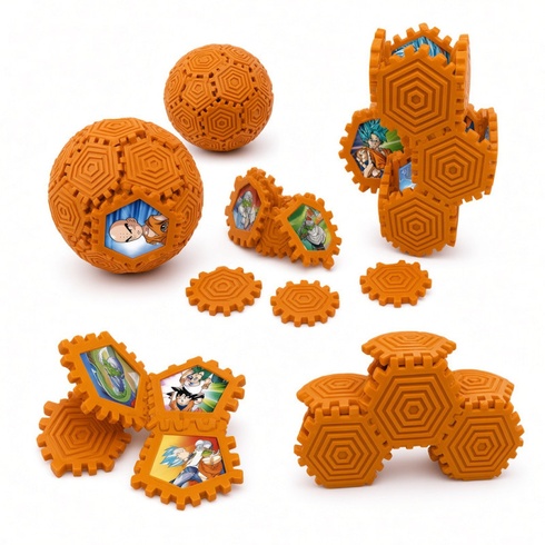 3D puzzle Build&Play Dračia lopta, 32 dielikov, 12,5 cm, oranžová - N