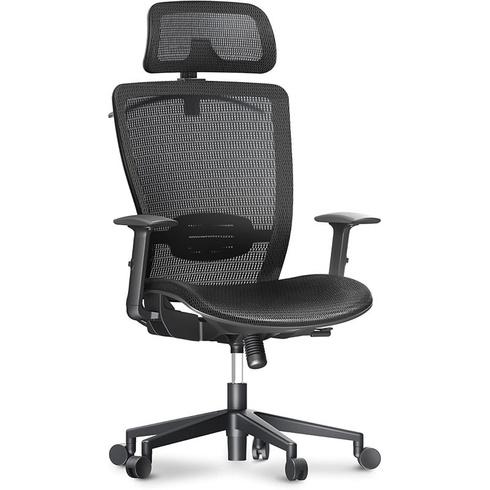 Ergonomická kancelárska stolička OC3B-EU, bedrová opierka, tmavo čierna - A