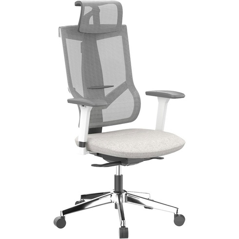 Ergonomická kancelárska stolička BS6G, sieťované operadlo s 3D podrúčkami, sivá - B