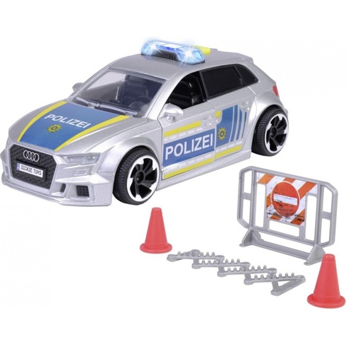 Policajné auto Audi RS3, 15 cm, 1:32, strieborná - N