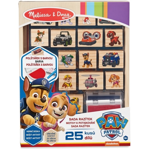 Drevená pečiatkovacia sada PAW Patrol, 25 dielov, 16 pečiatok, viacfarebná - N