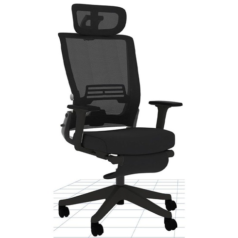 Ergonomická kancelárska stolička OS1B, 3D nastaviteľná opierka hlavy, čierna - B
