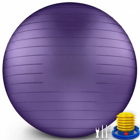 Fitness lopta s pumpou, priemer 75 cm, fialová - A