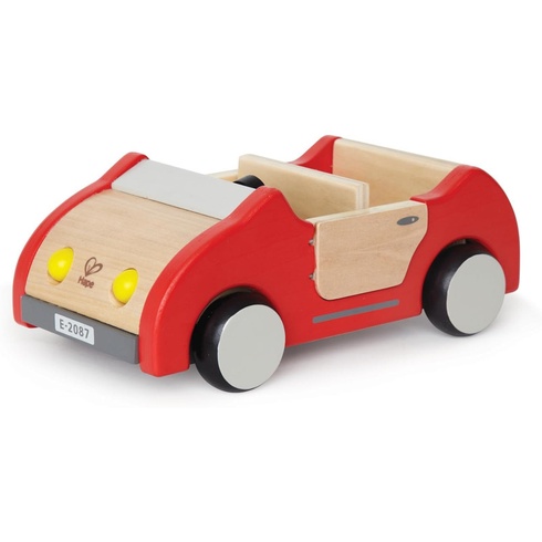 Drevené autíčko rodinné auto do domčeka pre bábiky, od 3 rokov, červená - N