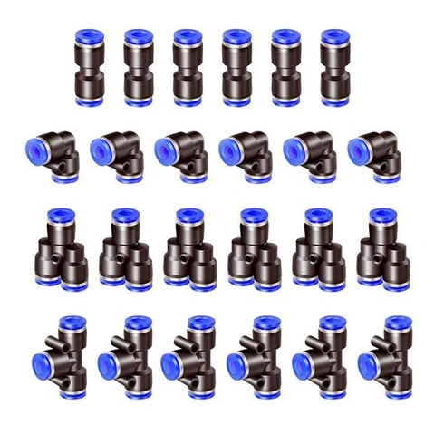 24 kusů 10mm rychlospojek Air Push, pneumatické násuvné spojky, pneumatické konektory,