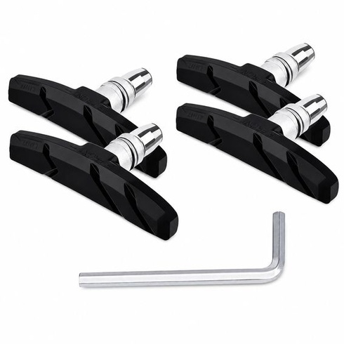 4 brzdové doštičky na bicykel, brzdové čeľuste V-brake 70 mm, čierne