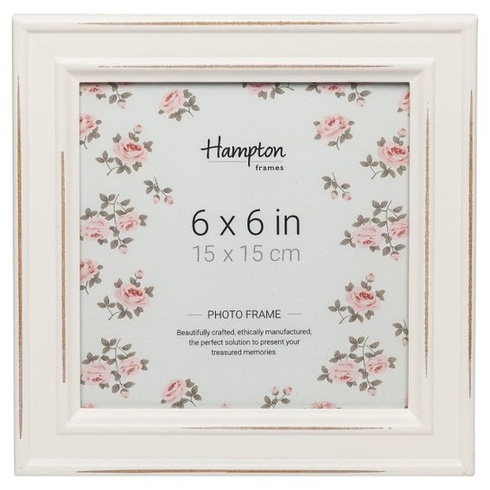 Hampton Frames | Fotorámik Paloma, 15x15 cm, biely, drevený, shabby chic | Sklenená predná strana,