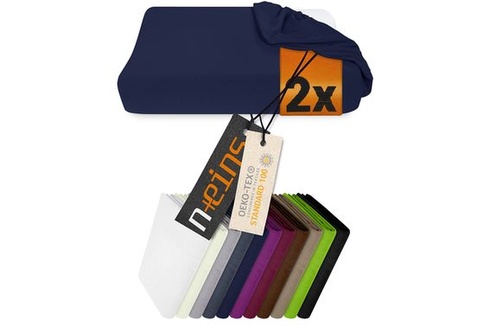 Sada 2 napínacích prestieradiel s vankúšmi na krk npluseins, 30-35 x 45-50 cm, tmavo modrá.