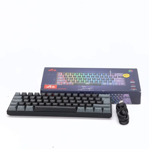 Herná mechanická klávesnica Rii, 60% bezdrôtové RGB podsvietenie s červenými spínačmi a funkciou N-Key