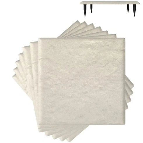 Dekoratívna záhradná dlažba s kolíkmi do zeme NP12494WH, sada 8 kusov, 39,5 x 39,5 cm, biele - N