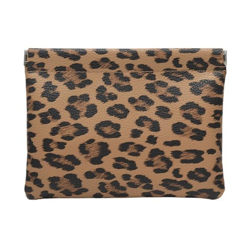 Kozmetická taštička z vintage kože s leopardím potlačou, prenosná kozmetická taštička bez zipsu,