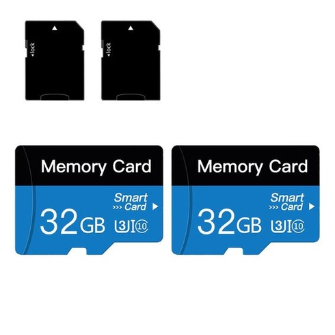 Balení 2 paměťových karet MicroSD 32GB, karta Micro SD s adaptérem, třída 10, UHS-I, A1, pro chytrý