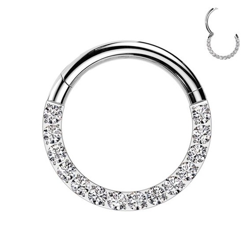 Piercing AWAKEN Titanový klikrový krúžok s kryštálmi Helix klikrový krúžok do nosa, tragus,