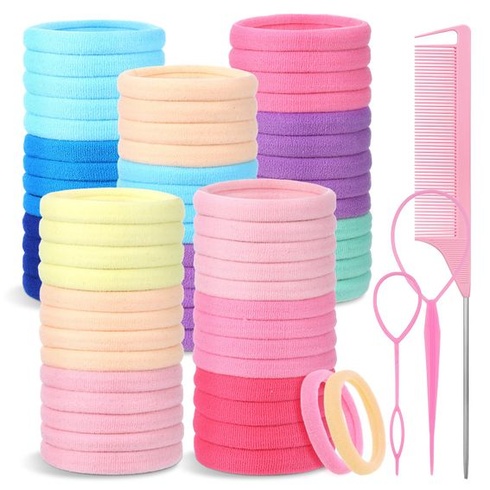 100 gumiček do vlasů pro dívky, 4,3 cm velké bezešvé barevné elastické gumičky do vlasů pro ženy s