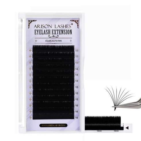 Arison Lashes Easy Fan Lashes predlžovacie riasy 0,05 mm C-Curl 13-16 mm zmiešaná dĺžka, samonavíjacia