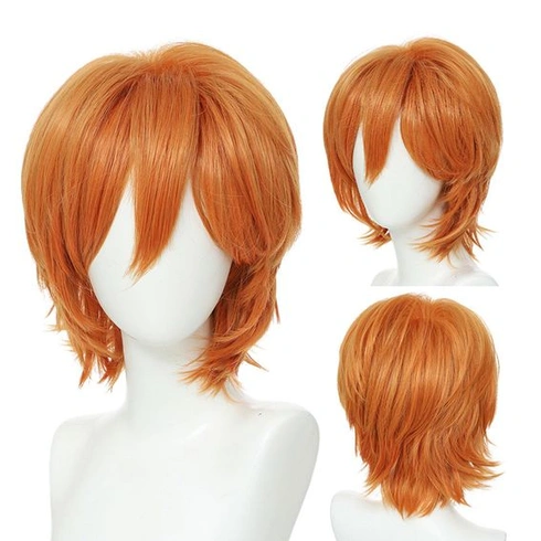 Anime paruka oranžová paruka krátká paruka muži ženy cosplay karneval