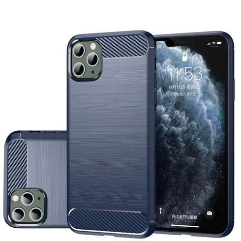 Ochranný kryt pre iPhone 11 Pro Max, ultratenký kryt s imitáciou uhlíkových vlákien s mäkkými TPU