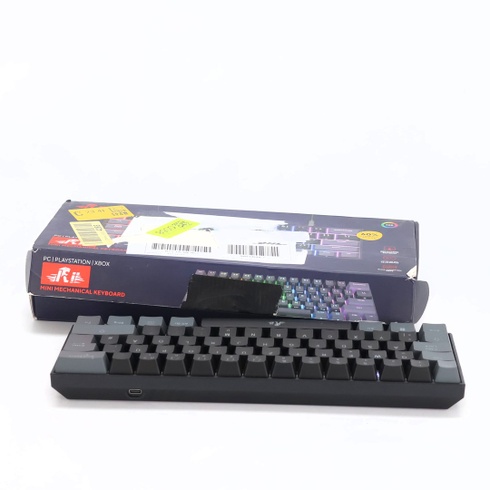 Herná mechanická klávesnica Rii, 60% bezdrôtové RGB podsvietenie s červenými spínačmi a funkciou N-Key