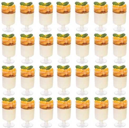 KAHEIGN 60 ks mini dezertných téglikov, 100ml plastové okrúhle dezertné misky, priehľadné opakovane