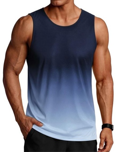 PINSPARK Pánske športové tielko bez rukávov, ombré, funkčné, fitness, veľkosť S, modré