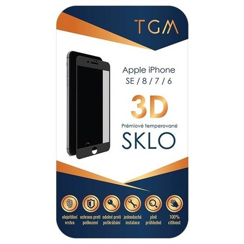 Tvrdené sklo TGM 3D na Apple iPhone 6/7/8/SE (2020) (TGM3DAPIP7/8BL) čierne - rozbalené