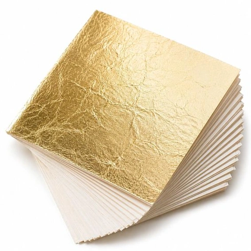 300 plátkov imitácie zlata, 14 x 14 cm – zlaté listy na zlatenie, na nábytok, plátno, zdobenie nechtov a