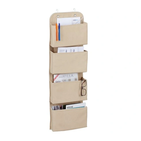 Závesný organizér Relaxdays, bez nutnosti vŕtania, 104x31 cm, nosnosť 4 kg, béžová Béžová 1