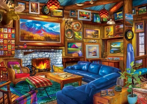 1000dílná skládačka pro dospělé, luxusní dřevěný dům, 70 x 50 cm. Vzdělávací puzzle pro dospělé,