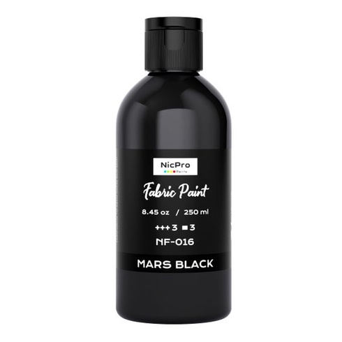 Černá textilní barva Nicpro, 250 ml, omyvatelná textilní barva, jemný pigment, netoxická černá