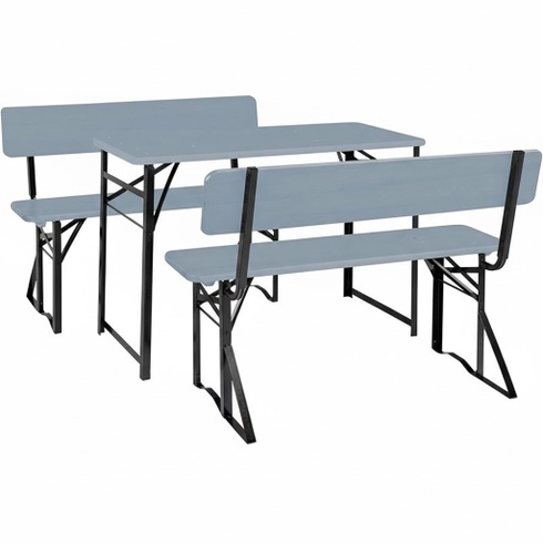 Záhradný set BBDL-119, 1 stôl a 2 lavice, dĺžka 119 cm, šedá - B