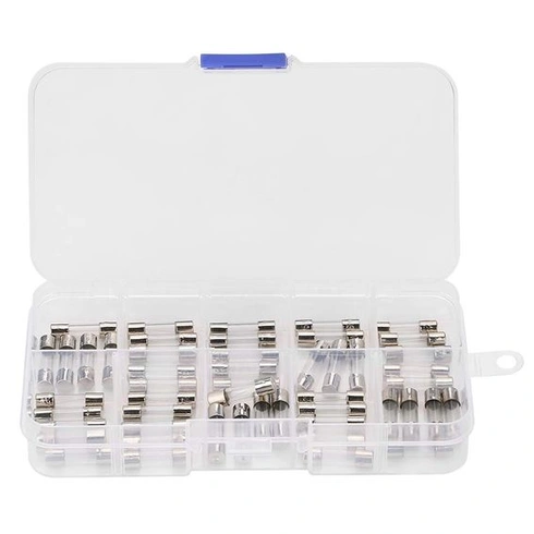 Sada 50 kusů rychlých skleněných pojistek 5x20 mm, různé velikosti, s různými proudy: 0,25 A, 0,3