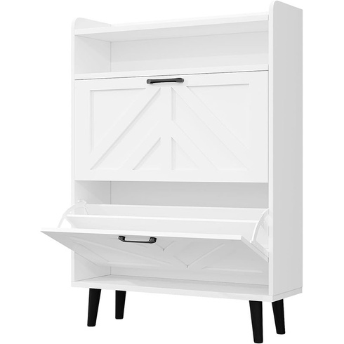 Botník s 2 dvierkami JY-231213, 75 x 24 x 113 cm, biely - A
