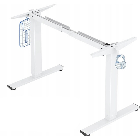 Výškovo nastaviteľný stôl EG1W-EUFS, bez dosky, biely - A