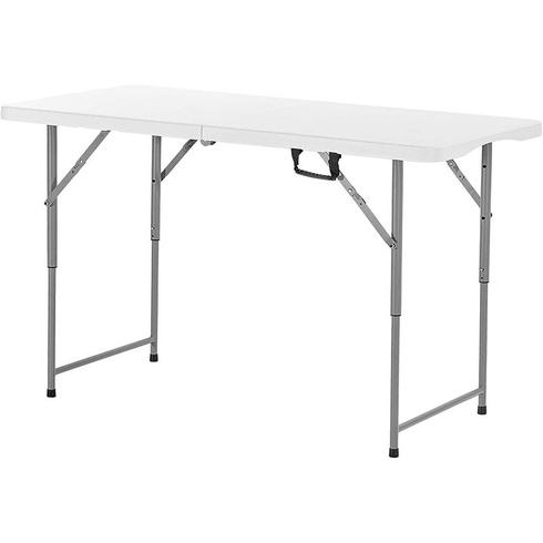 Skladací záhradný stôl SN-F122-1, 122 cm, s nastaviteľnou výškou, biely - A