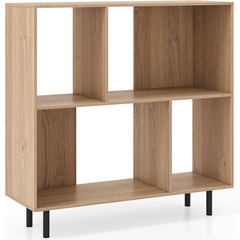2poschodová knižnica s kovovými nohami SK-JV12172, 30,5 x 89,5 x 89,5 cm, prírodná - B