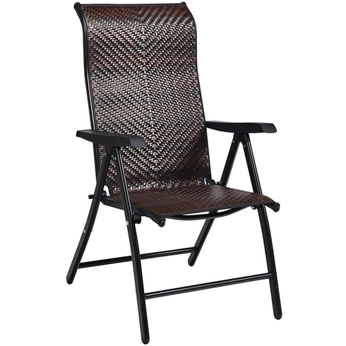 Skladacia ratanová stolička, 72,5 x 58,7 x 81,9-111,9 cm, nosnosť 113 kg, hnedá - A