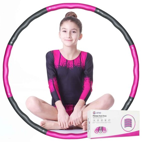 LETAO Hula Hoop pre deti a dospelých | Chudnutie od 12+ rokov | Ružovosivá 1,2 kg | Vlnový dizajn s penou