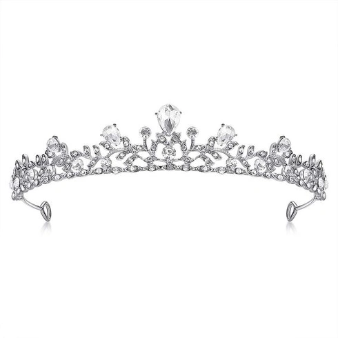Lovelyshop Královská křišťálová princeznovská tiara ze slitiny pro dámu na svatbu - stříbrná čirá