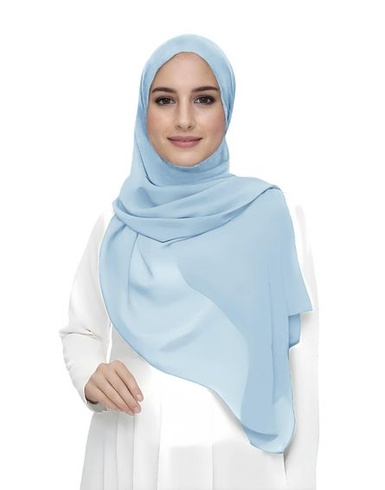 Dámský muslimský prémiový šifonový hidžábový šátek Lina & Lily z lehké látky, světle modrý