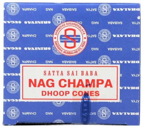 Satya Satya Nag Champa Rucherkegel 12 balení 12 kartónov