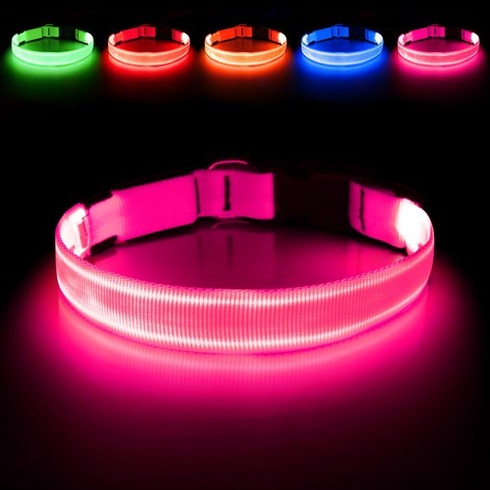 Illumifun dobíjecí LED obojek pro psy, vodotěsný svítivý obojek pro malé i velké psy, světla pro