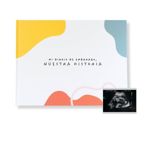 Těhotenský deník a album s pamětí, 9 měsíců, kniha na fotografie a ultrazvukové snímky s nálepkami,