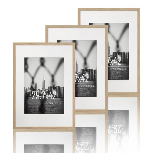 Rámy na fotografie VUVUZULA A3 30x42cm Fotorámiky Drevené rámy Dubové rámy Sada 3 ks DIN A3 s
