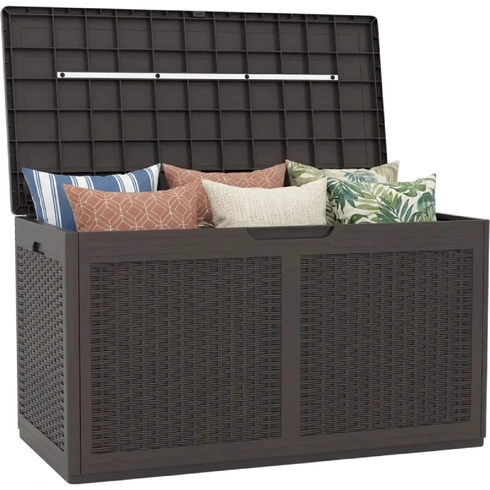 Záhradný úložný box NP12401BN, 380 l, 112 x 56 x 61 cm, hnedý - A