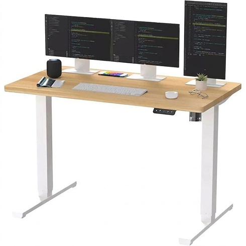 Výškovo nastaviteľný stôl QS1M-1160-EU, 110 x 60 cm, javor/biely - N